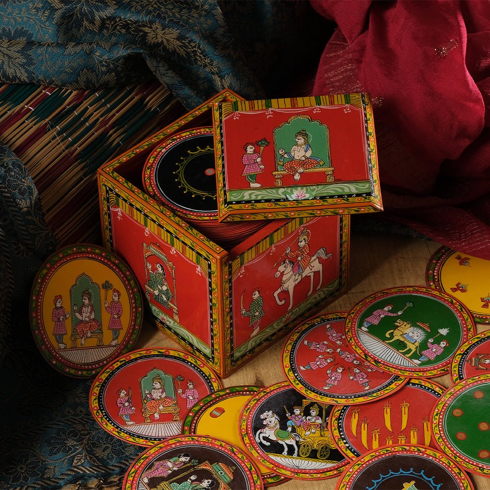 Chang Kanchan (Mughal Ganjifa), set of 96 handpainted Ganjifa cards-