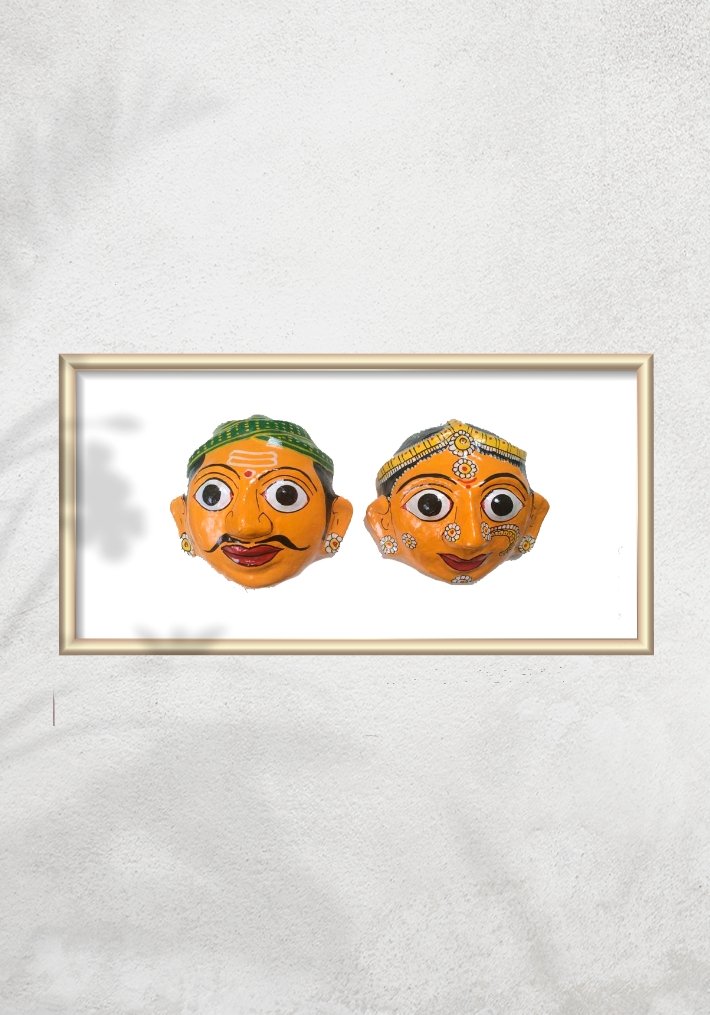 Cheriyal Man and Woman Mask Pair For sale