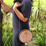 Chinar Leaves, Round Wood Clutch-