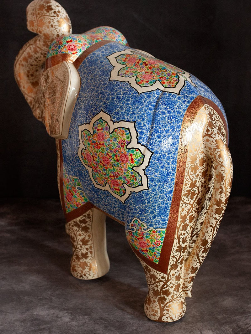 Cream Paper Mache Elephant by Riyaz