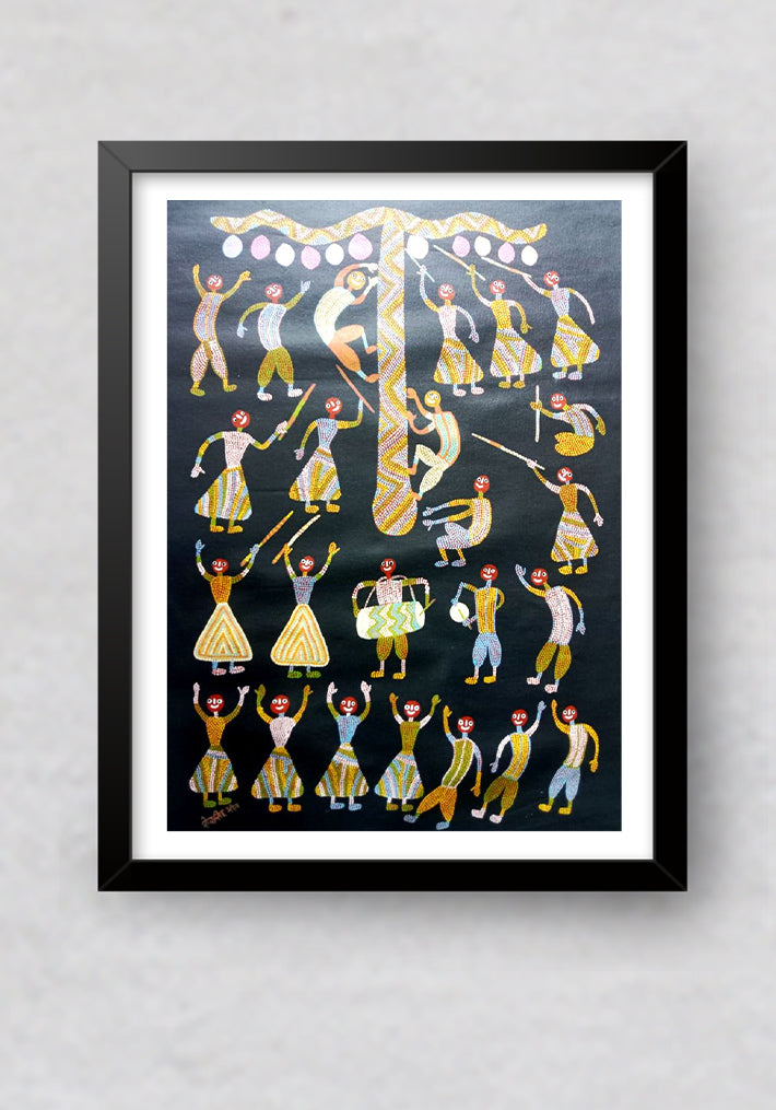 Dancing Spirits Bhil Painting by Shersingh Bhabhor