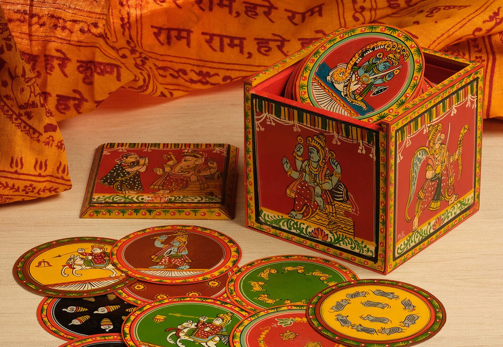 Dashavtar Ganjifa, set of 120 handpainted Ganjifa cards-