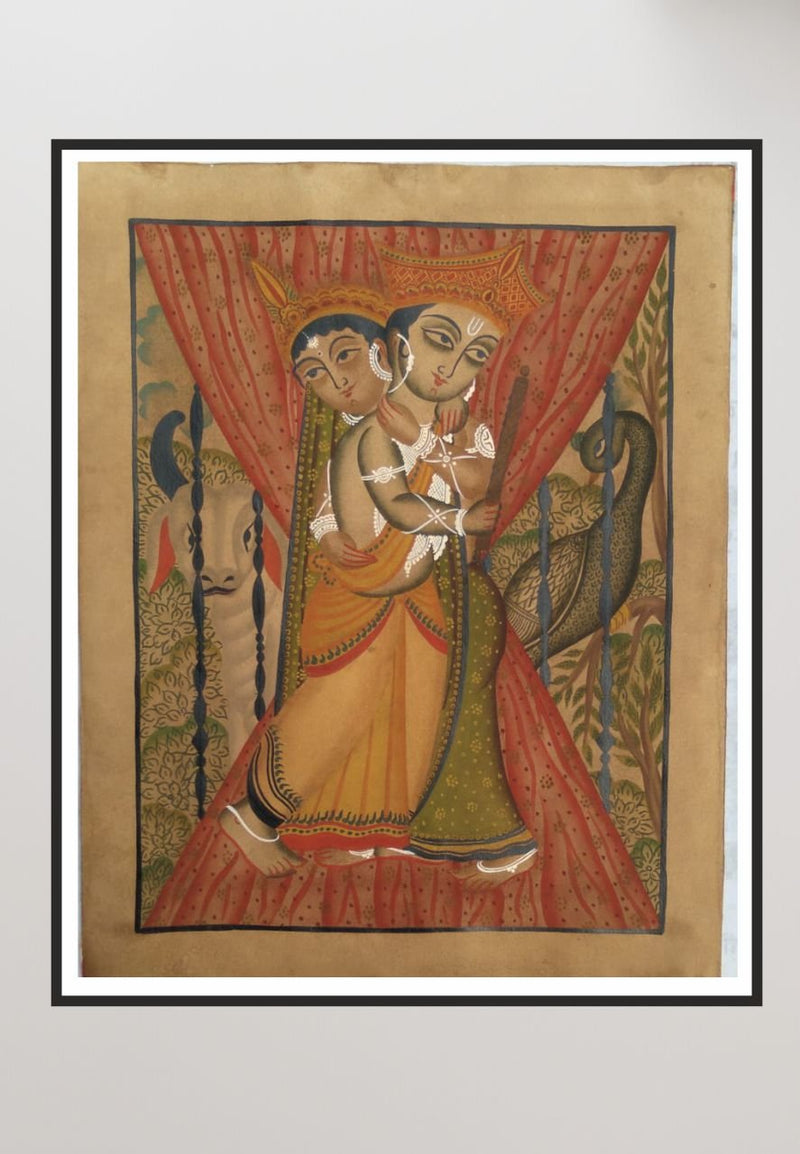 Embrace Kalighat Art by Bapi Chitrakar-Paintings by Master Artists