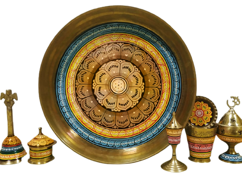 Handpainted Brass Diwali Pooja Thali