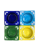 Diwali Square Tea Light Set in Blue Pottery (Set of 4)