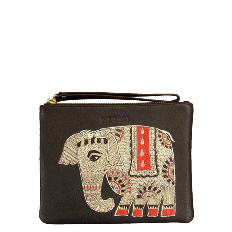 ELEPHANT ,BLACK POUCH-