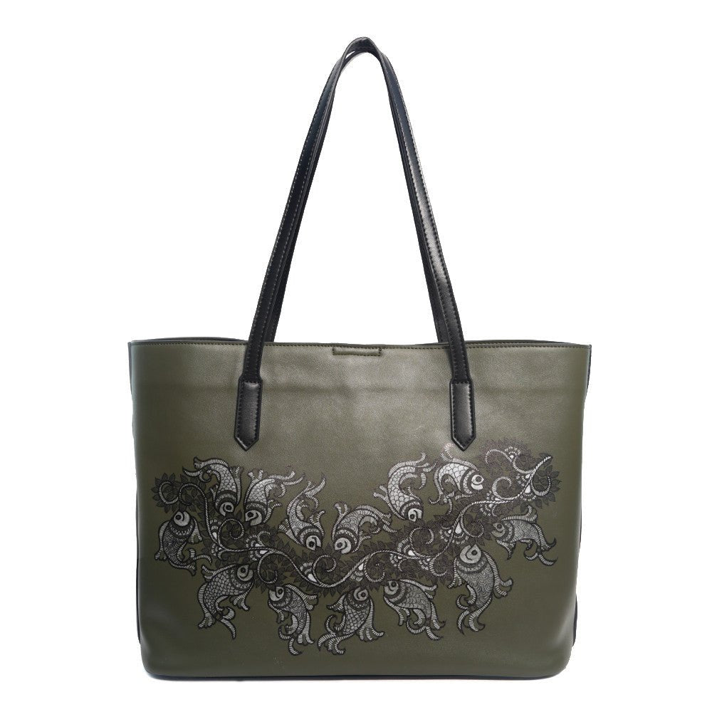 Ebbs and Flows, Olive Green Tote-