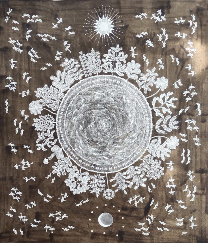 Elements of Earth: Warli Painting by Dilip Rama Bahotha