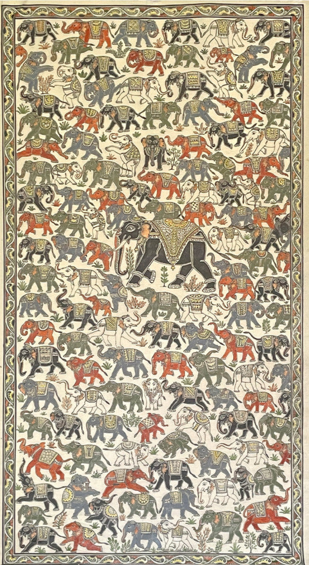 Elephants: Pattachitra painting by Gitanjali Das