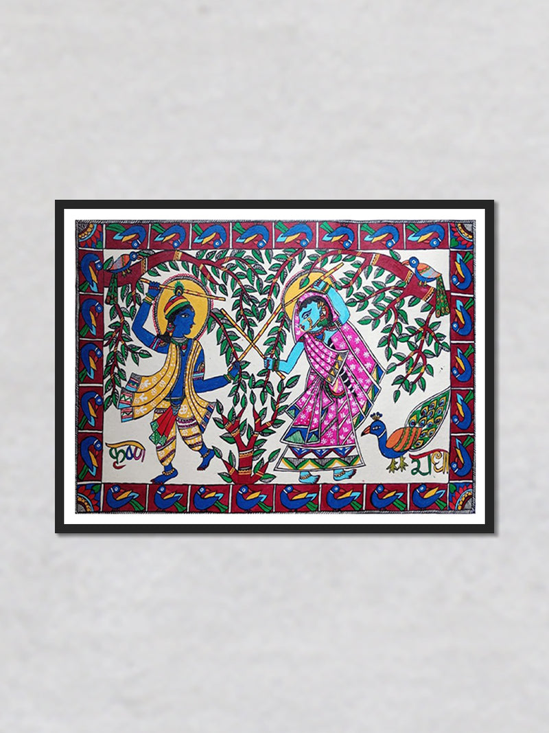 Eternal Dance of Radha and Krishna: Madhubani Painting by Priti Karn