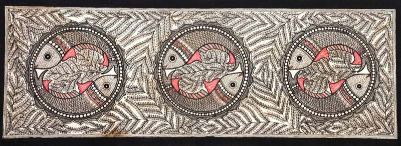 Fishes in Pond Madhubani Painting 