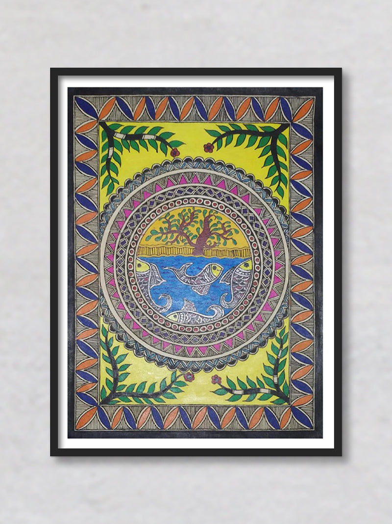 Fish in Nature Madhubani Painting by Ambika Devi