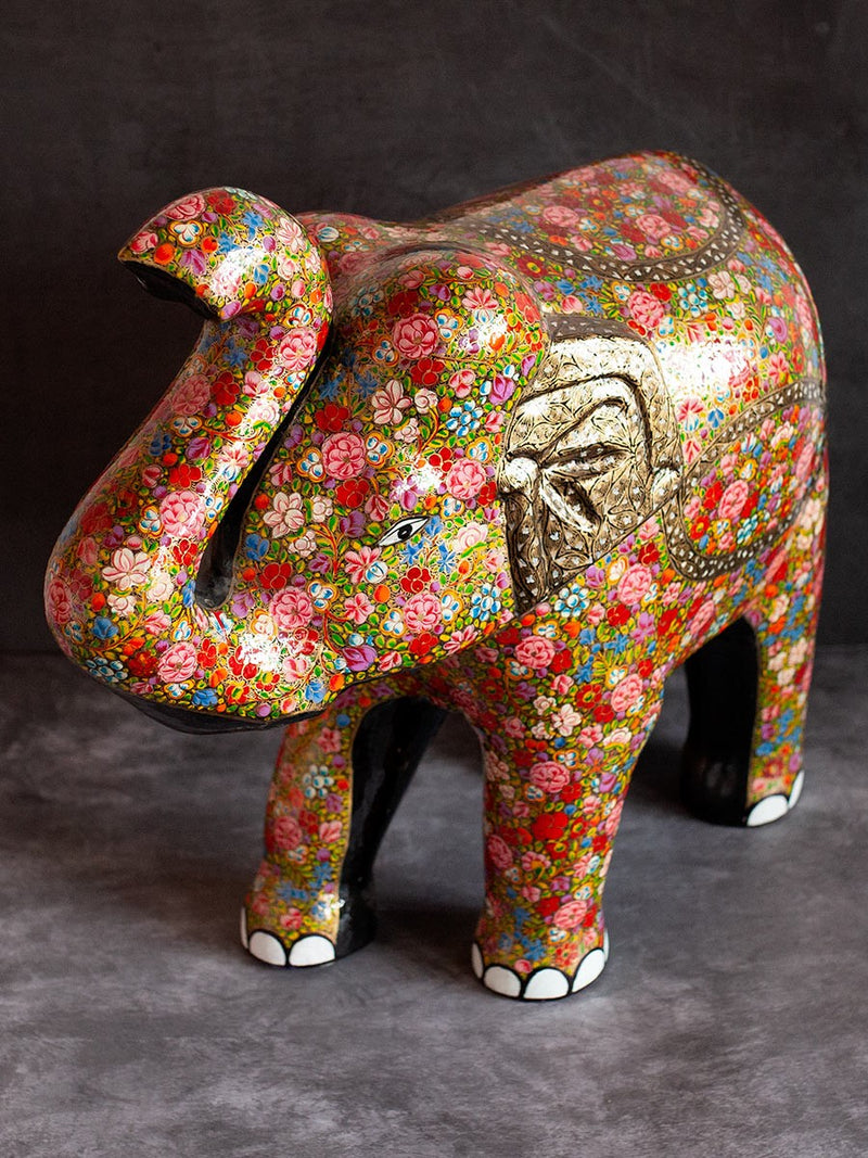 Floral Paper Mache Elephant by Riyaz Khan