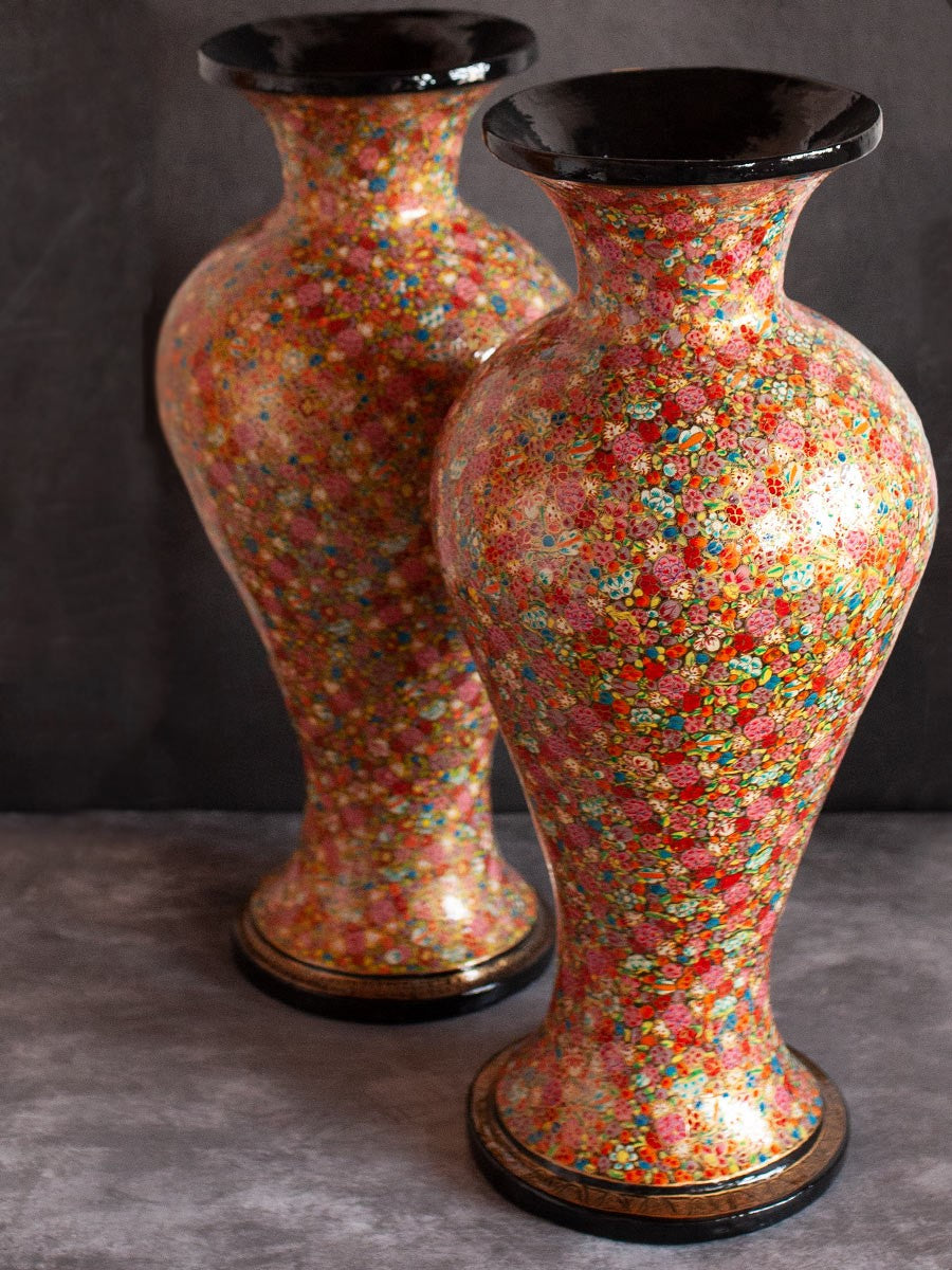 Floral Paper Mache Vase by Riyaz