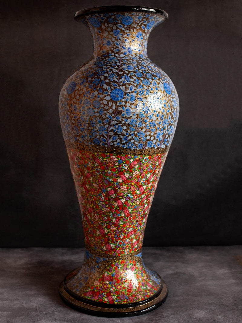 Floral Paper Mache Vase by Riyaz Khan