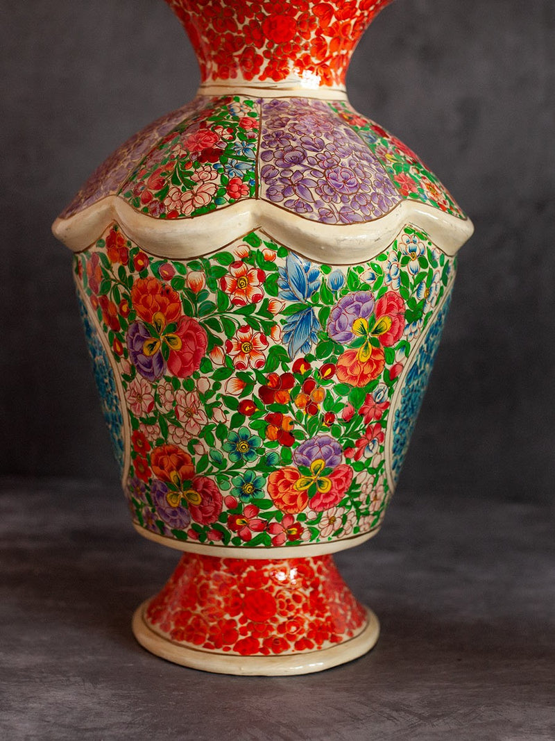 Floral Paper Mache Vase by Riyaz Khan