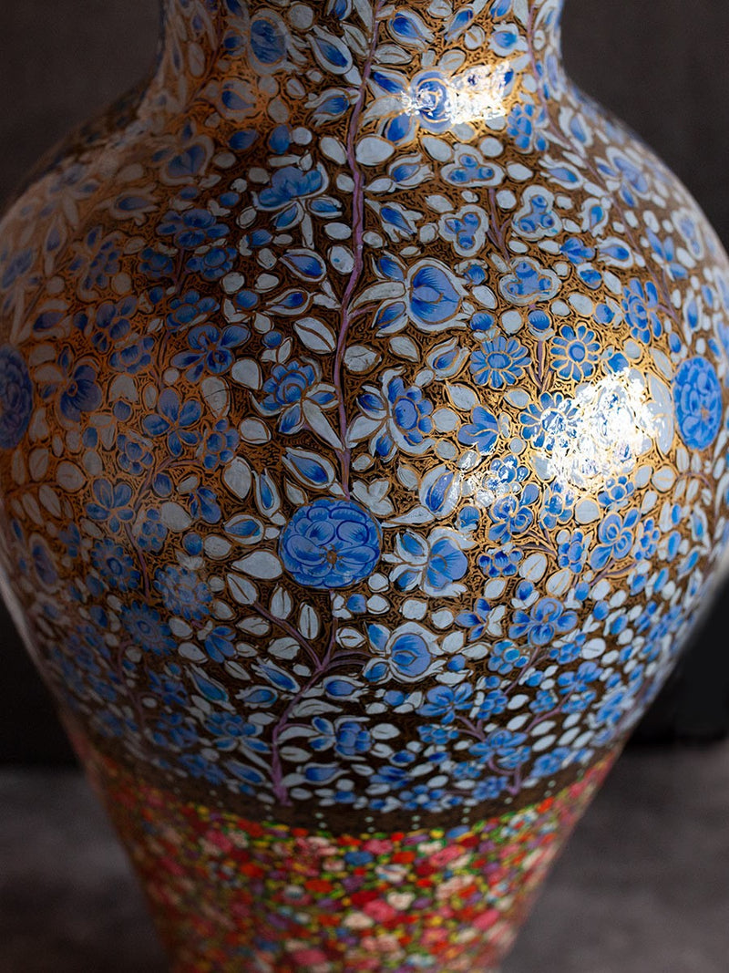 Floral Paper Mache Vase by Riyaz Khan