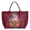 Flowers, Miniature Art on Maroon Tote-