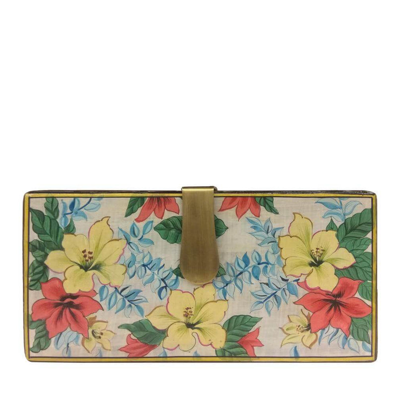 Flowers Pastel, Wood clutch-