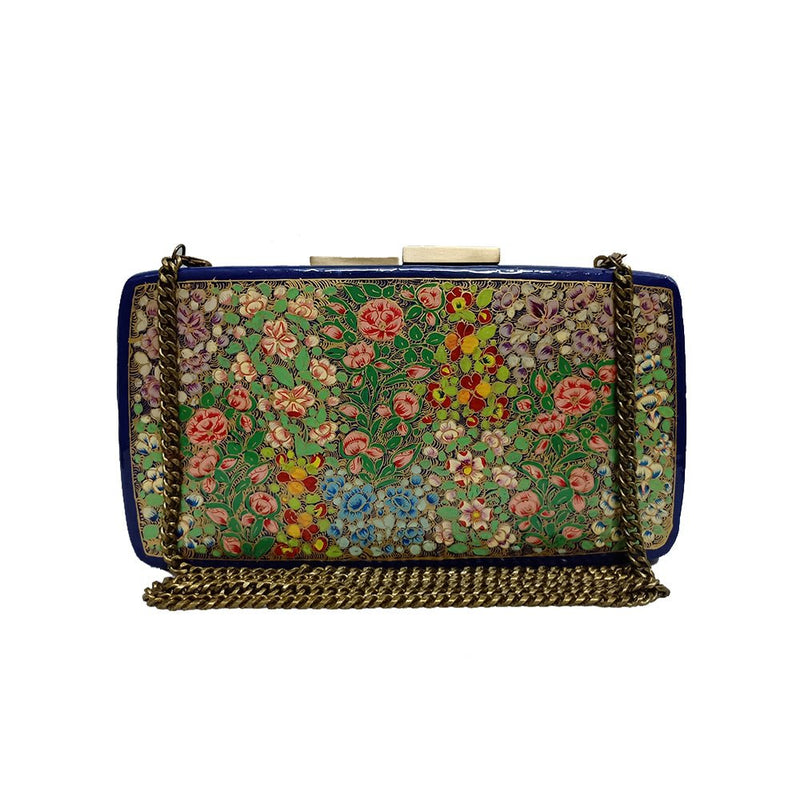 Flowers in every colour , RECTANGLE PAPER MACHE CLUTCH-Paper Mache Clutch