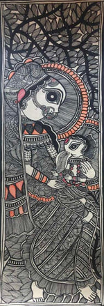 GODDESS PARVATI HOLDING SHREE GANESHA, MADHUBANI PAINTING BY PRATIMA BHARTI