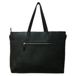 GOLD CHINAR, BLACK LEATHER TOTE BAG-LAPTOP BAG