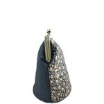 GOLD CHINAR, BLACK SILK CLUTCH-