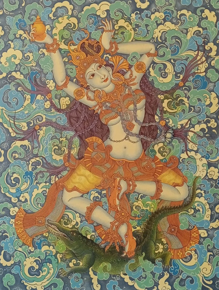 Buy Ganga Mata, Kerala Mural Painting by V.M Jijulal