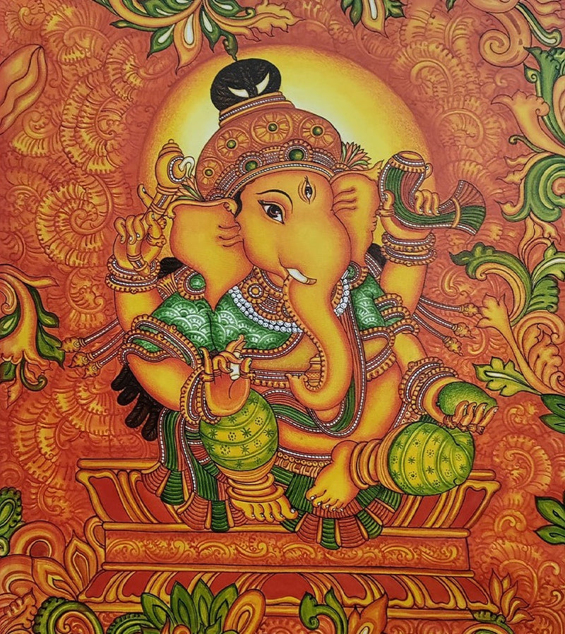 Ganpati, Kerala Mural Painting by Adarsh