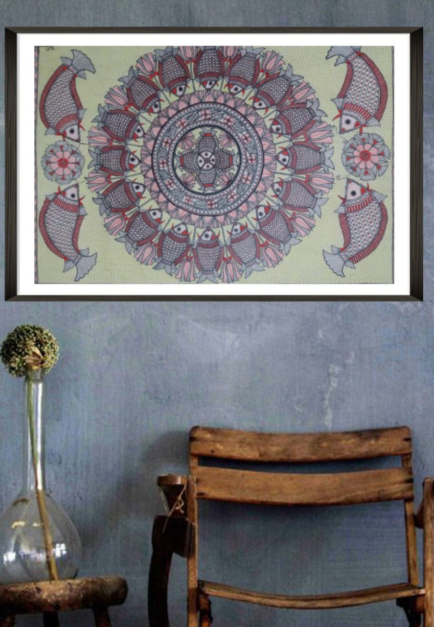 Shop Gliding Wonder:Madhubani Artwork by Priti Karn