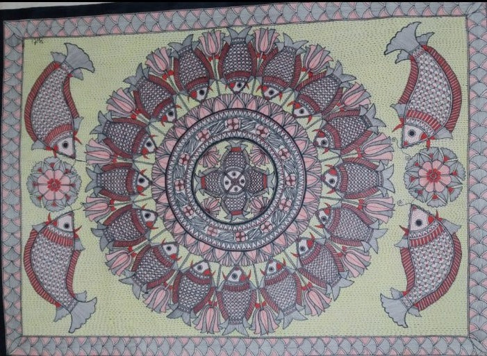 Buy Gliding Wonder:Madhubani Artwork by Priti Karn