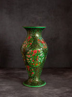 Green Floral Paper Mache Vase by Riyaz