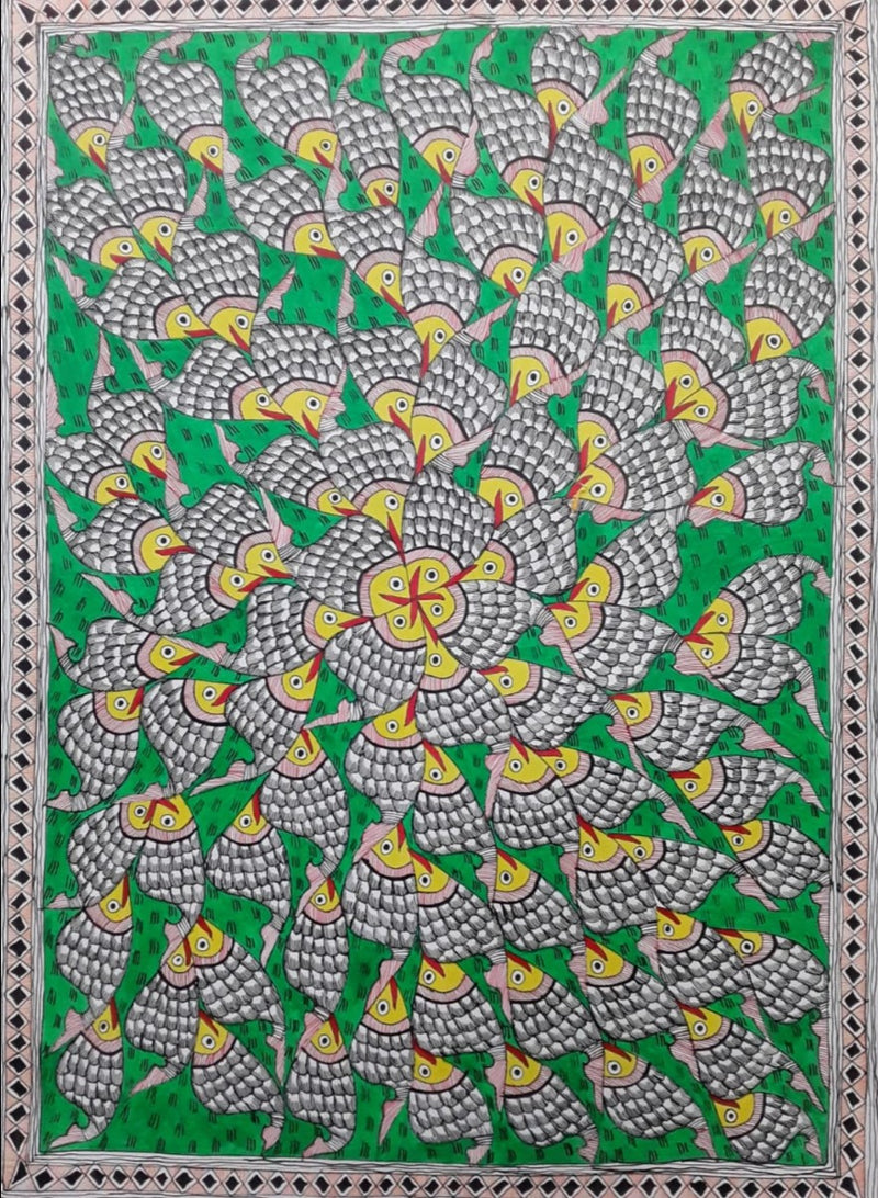 Group of Fishes: MADHUBANI PAINTING BY PRATIMA BHARTI