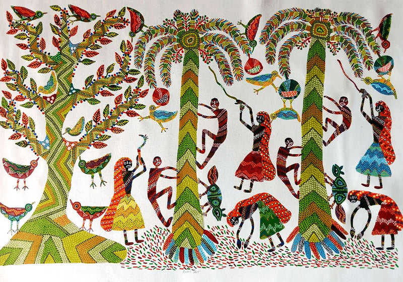 Harmony in Mutual Existence Bhil Painting by Shersingh Bhabhor