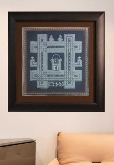 Hasegode ,marriage painting by Ishwar Naik (navy blue), Chittara Art-Paintings by Master Artists