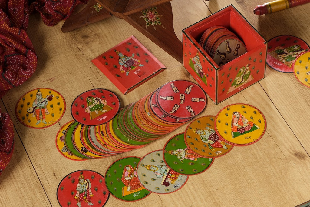 Indian Musical Ganjifa, set of 120 handpainted Ganjifa cards-