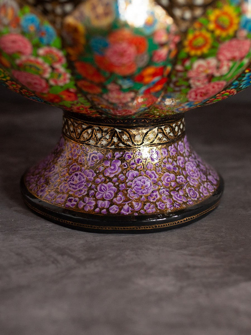 Kashmiri Floral Paper Mache Bowl by Riyaz Khan