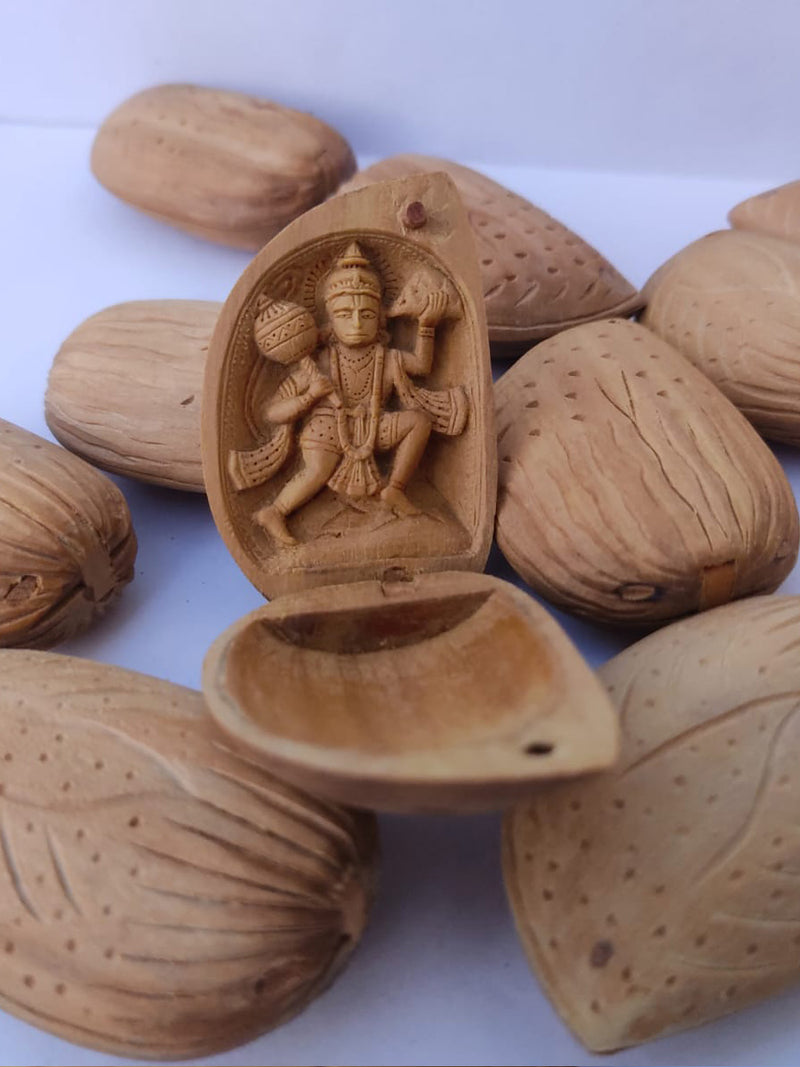 Lord Hanuman Sandalwood Miniature Artwork by Om Prakash