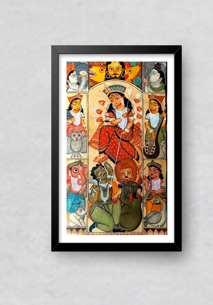 Durga Avatars, Kalighat Art by Bapi Chitrakar