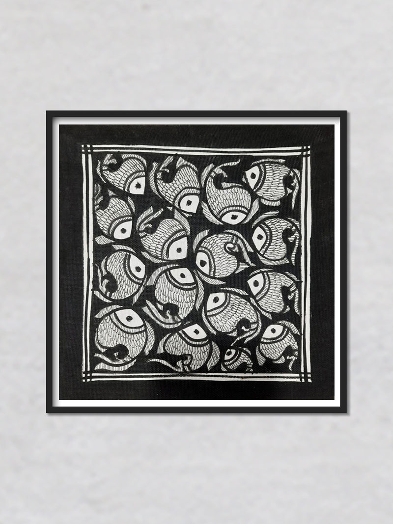 Monochrome Fish Madhubani Painting by Priti Karn