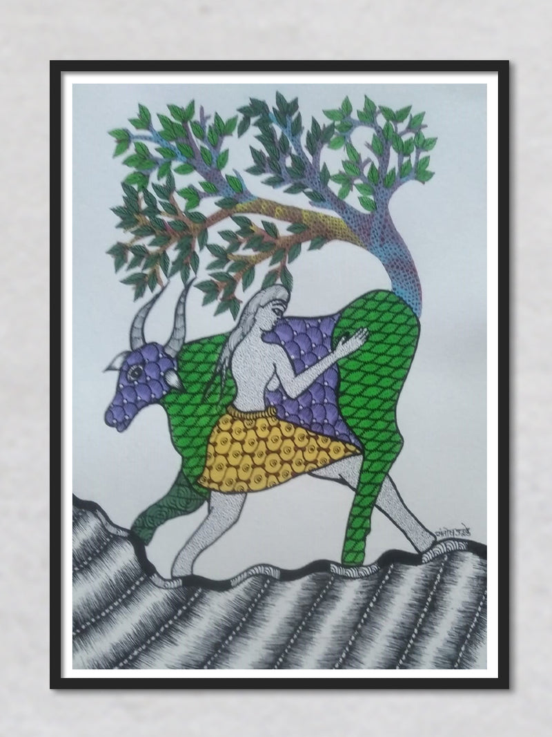 Nature in Recreation Gond painting by Santosh Uikey