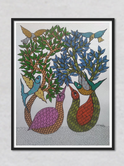 Nature in Harmony Gond painting by Santosh Uikey