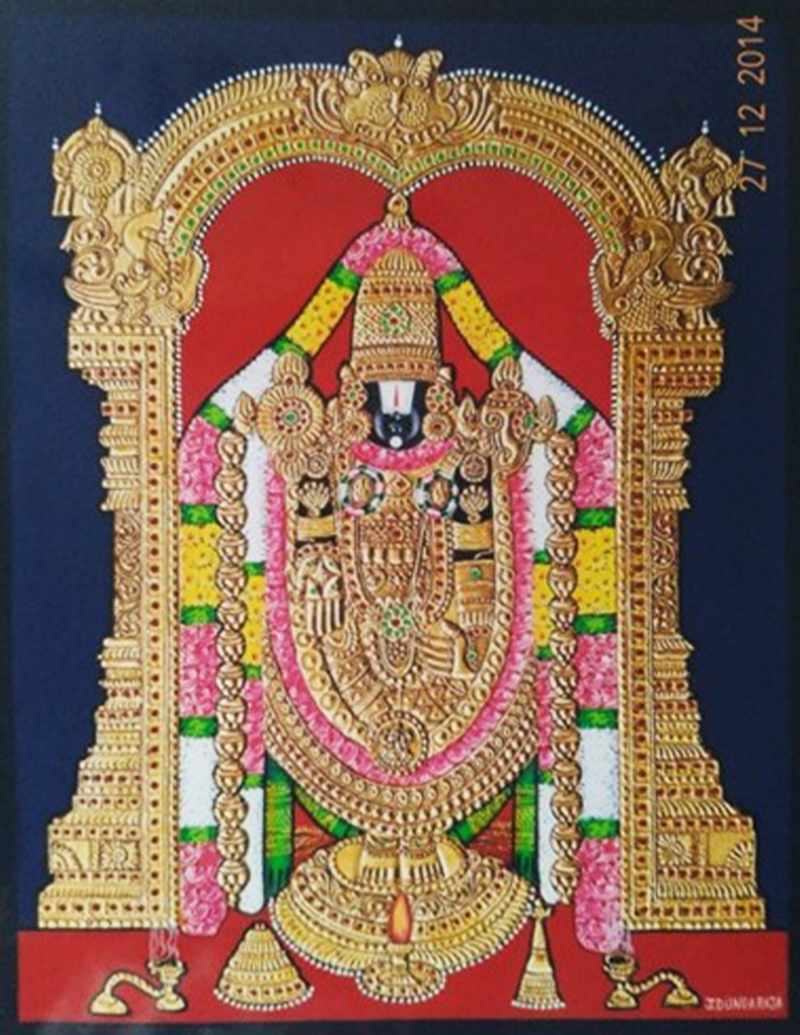 Opulence of Tirupati Balaji: Mysore Painting by Dr. J Dundaraja