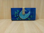 PEACOCKS MELODY , GOND BLUE WOOD CLUTCH