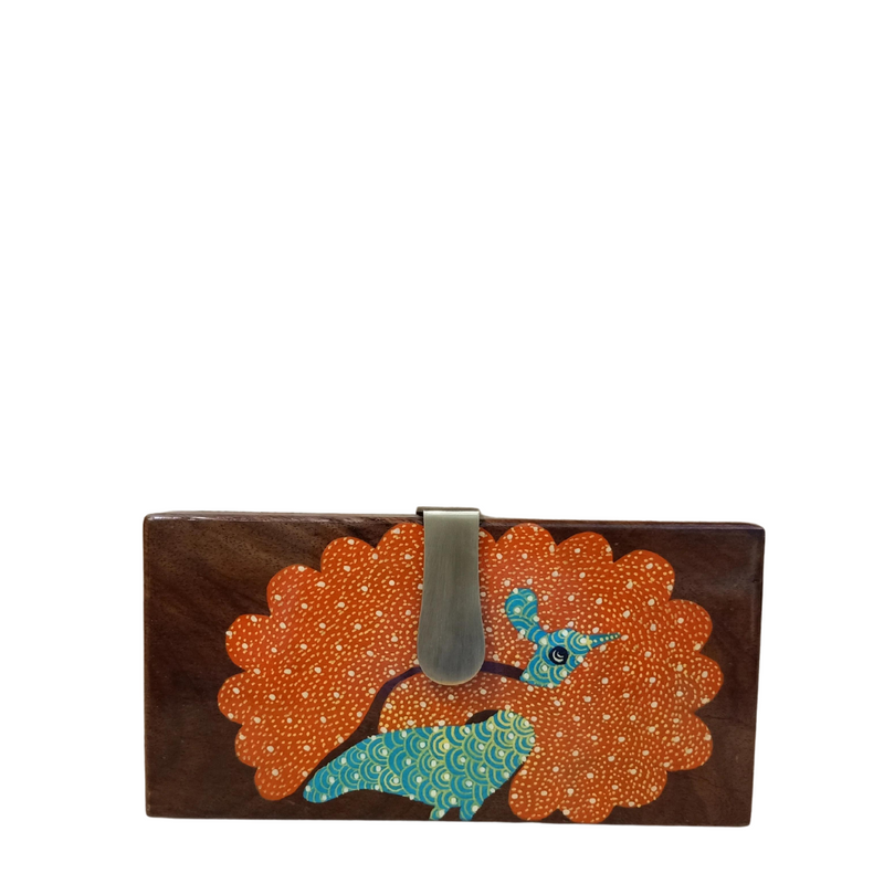 PEACOCKS MELODY , GOND WOOD CLUTCH