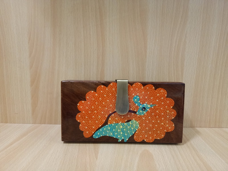 PEACOCKS MELODY , GOND WOOD CLUTCH