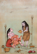 Buy Parvati and Shiva with Ganesha Bikaner Art Print by Mahaveer Swami