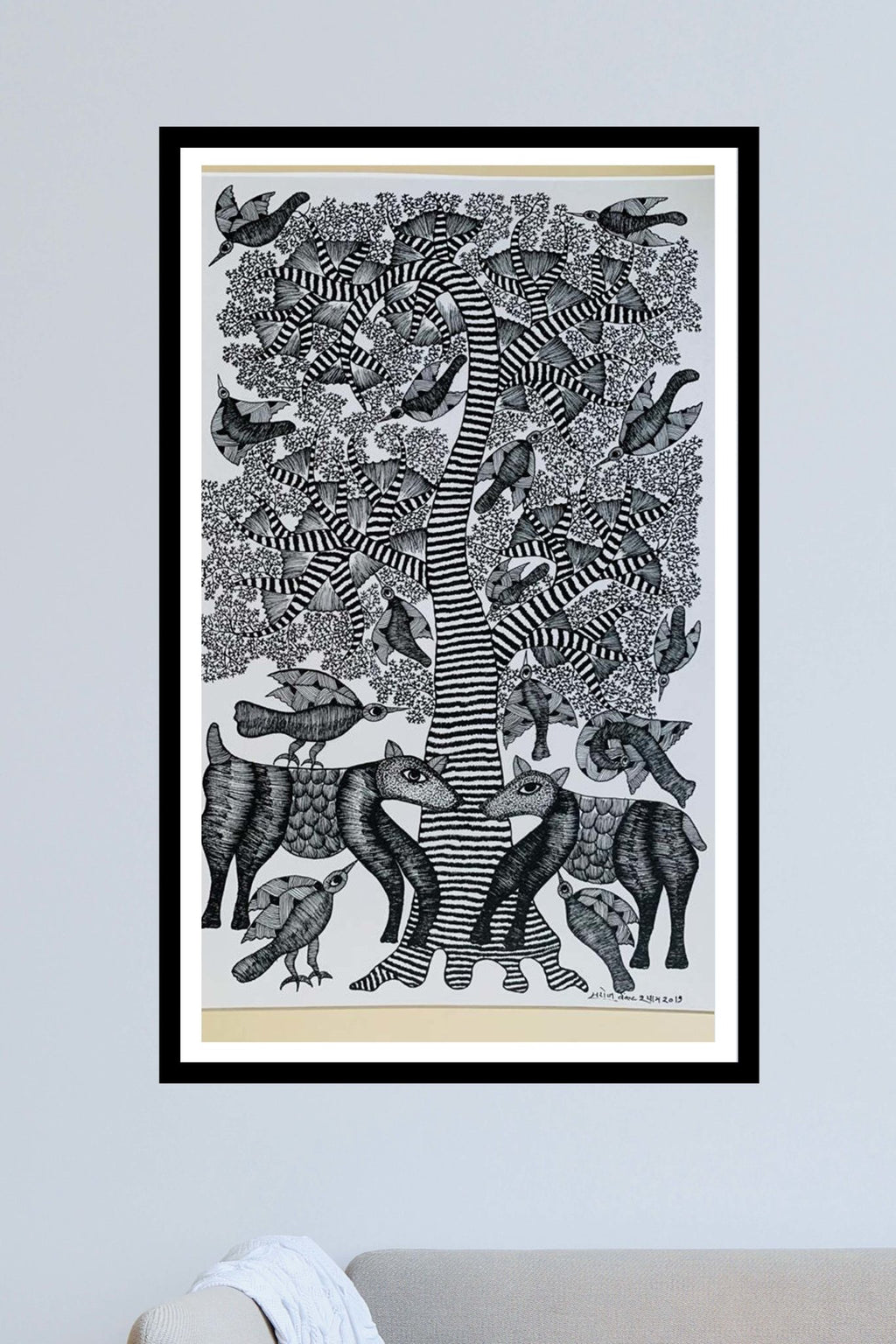 Ped-pakshi-hiran Gond art for sale