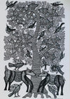 Gond Painting of Ped - pakshi -hiran