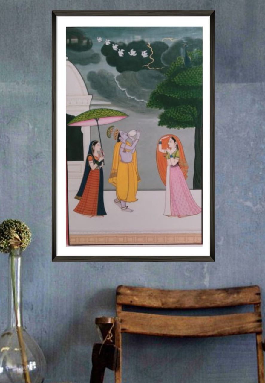 Handcrafted Radha Krishna Kangra Painting